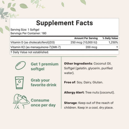 Vitamin D3 + K2 Softgels